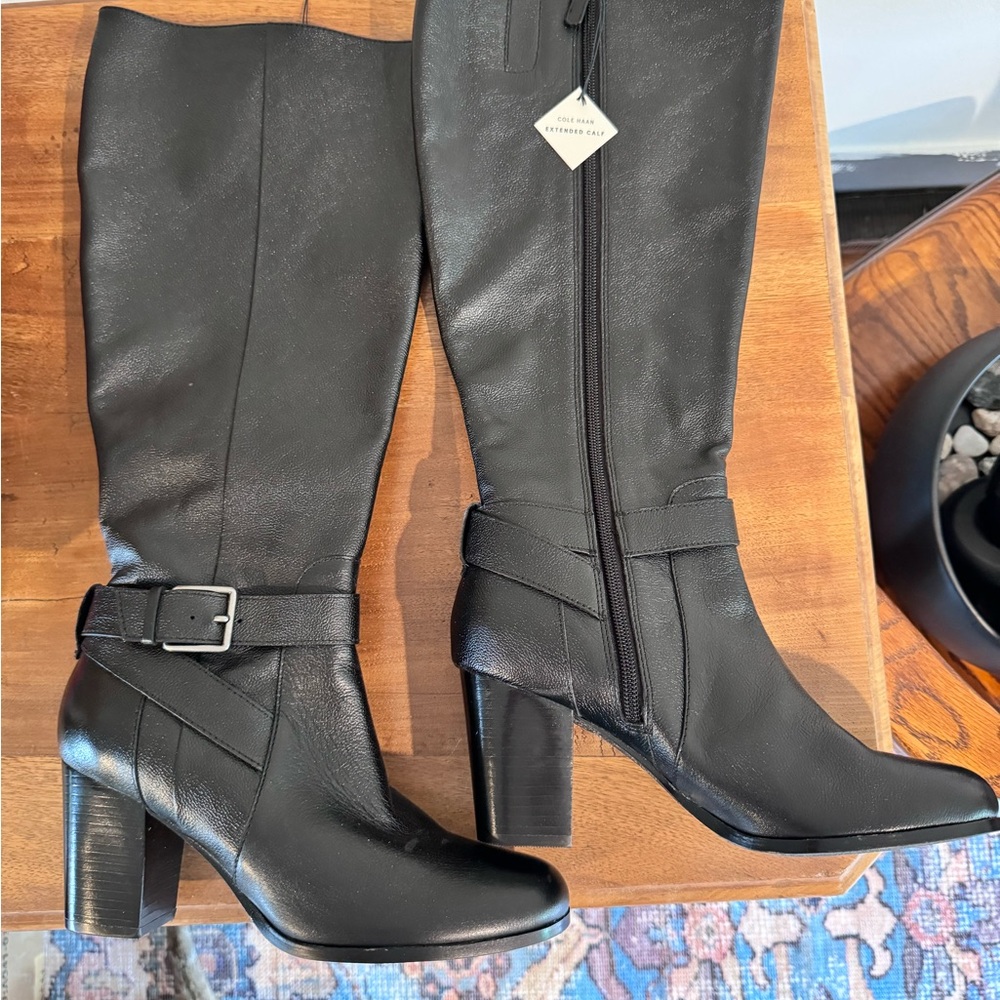 Wide calf knee high leather boots Cole Haan